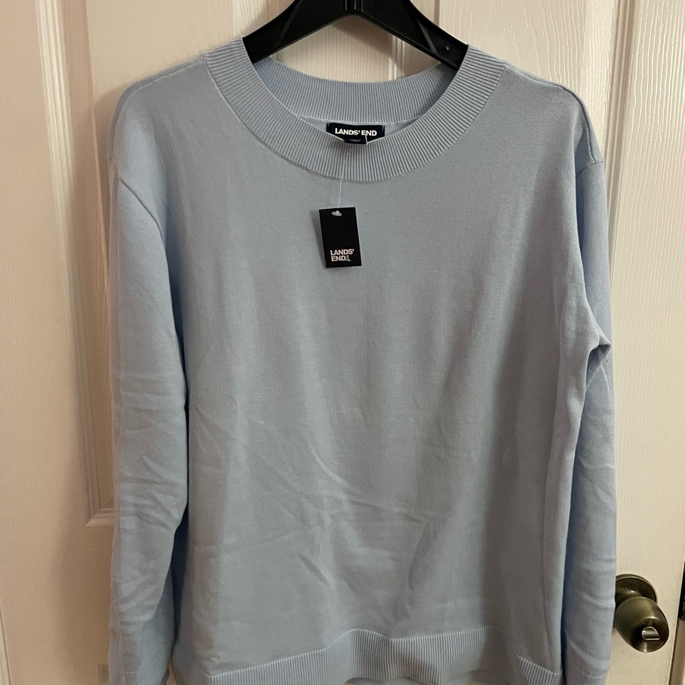 Lands' End Men's Pale Blue Crewneck Sweater